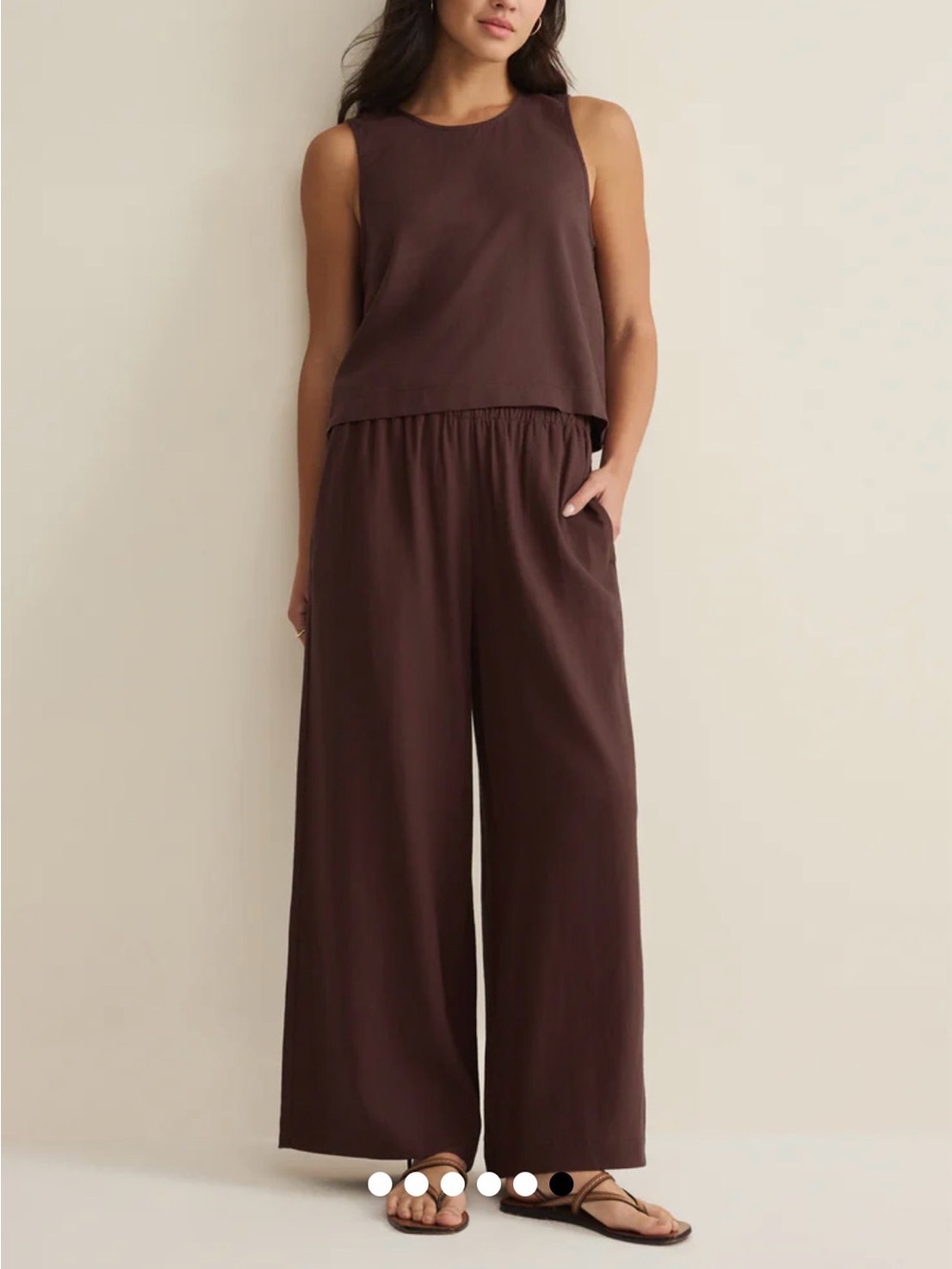 Z Supply Chocolate Brown Wide-Leg Cropped Tank Jumpsuit